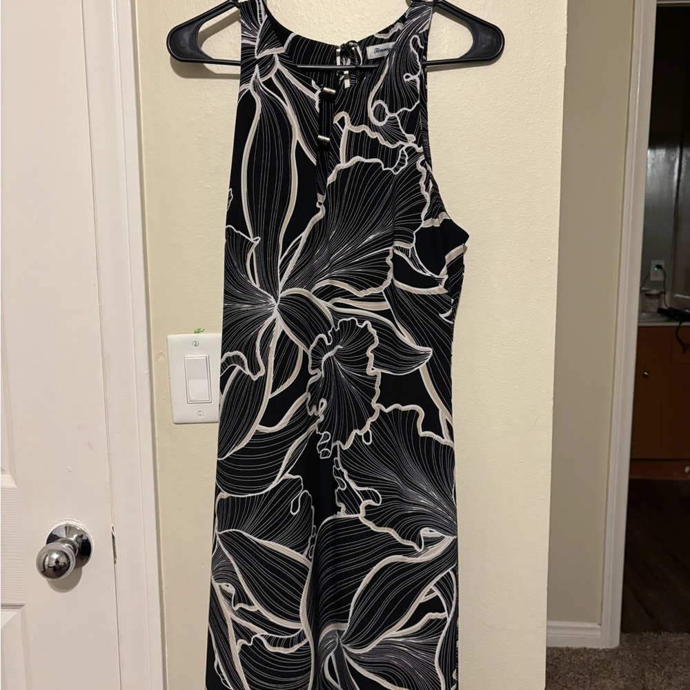 Tommy Bahama Black and Cream Floral Jumpsuit